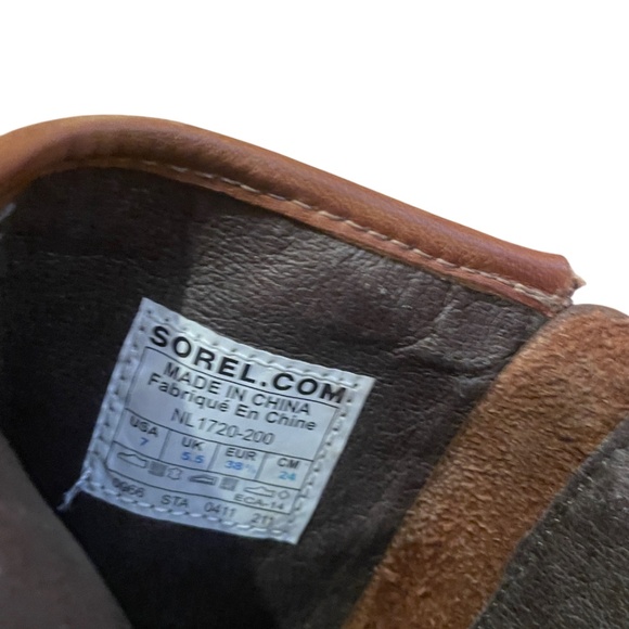 Gently worn Sorel brown tall canvas wedge riding boots 7 - Picture 6 of 7